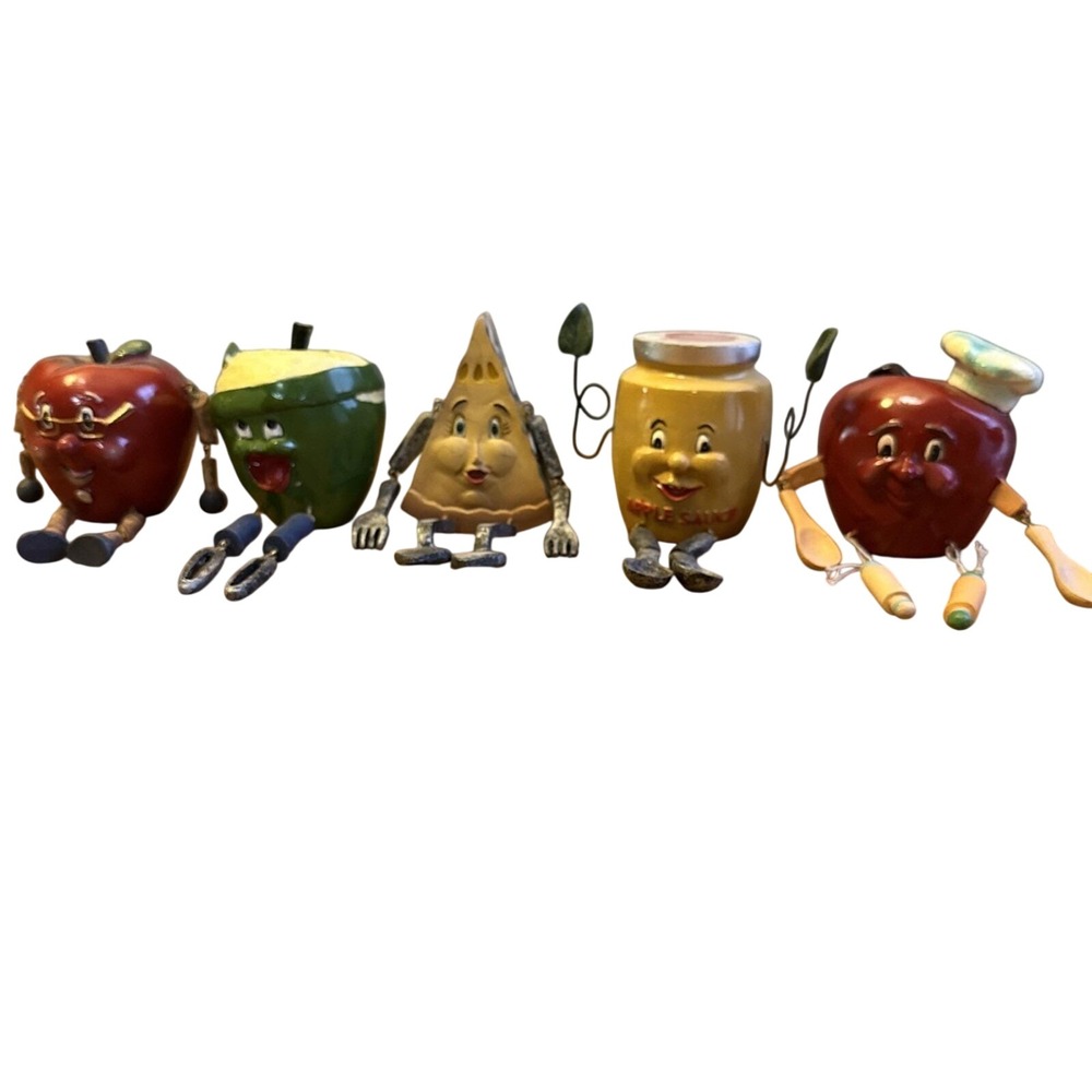 WMG Apple Shelf Sitter Set‎ 5pc Red Green Pie Sauce Chef 2006 Anthropomorphic